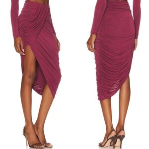 Camila Coelho | NWT Liby Jersey Draped Asymmetrical Midi Skirt in Mauve Size M